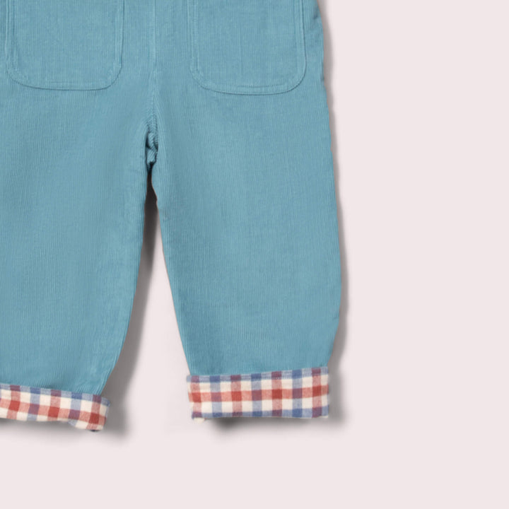Pale Blue Lined Corduroy Dungarees