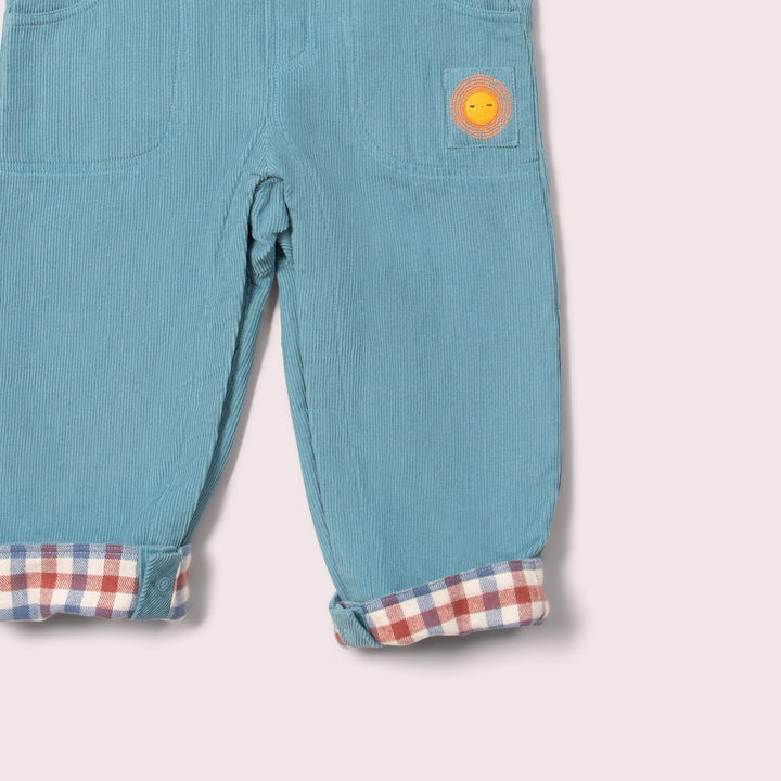 Pale Blue Lined Corduroy Dungarees