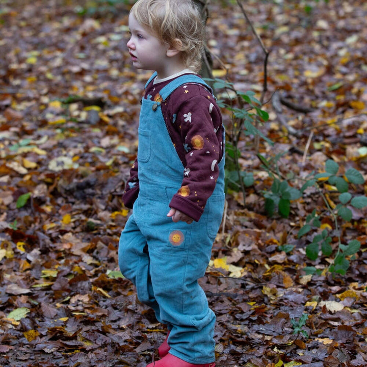 Pale Blue Lined Corduroy Dungarees