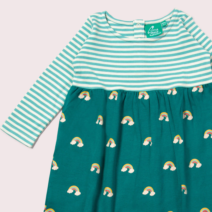 Turquoise Rainbows Easy Peasy Long Sleeve Dress