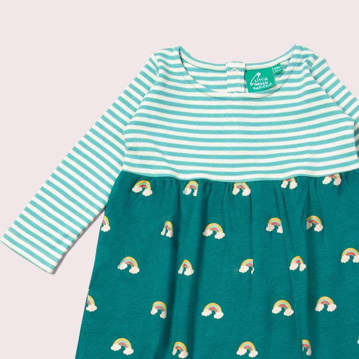 Turquoise Rainbows Easy Peasy Long Sleeve Dress