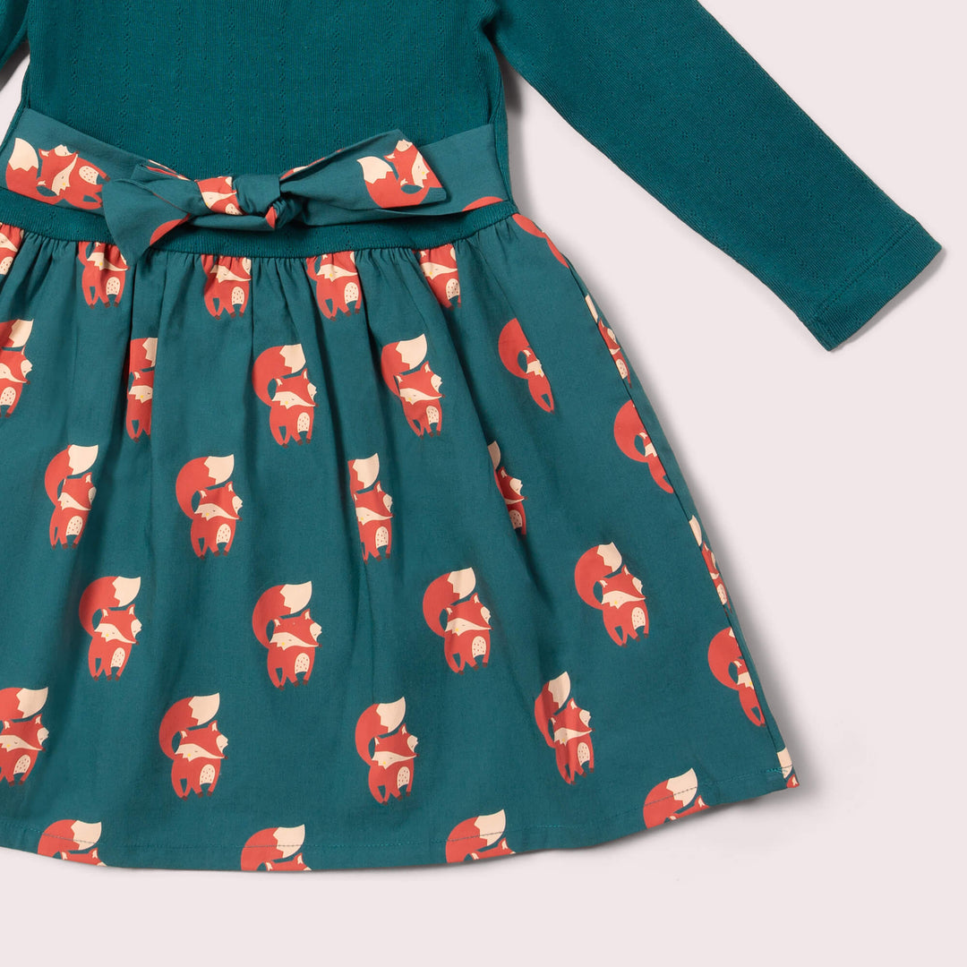 Red Foxes Long Sleeve Twirler Dress