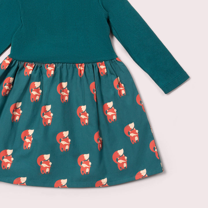Red Foxes Long Sleeve Twirler Dress
