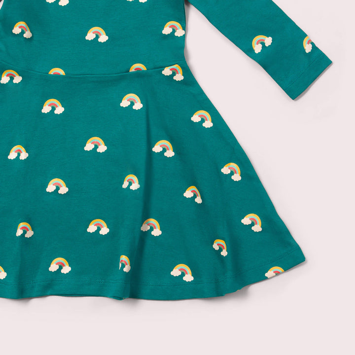 Turquoise Rainbows Long Sleeve Spinny Dress