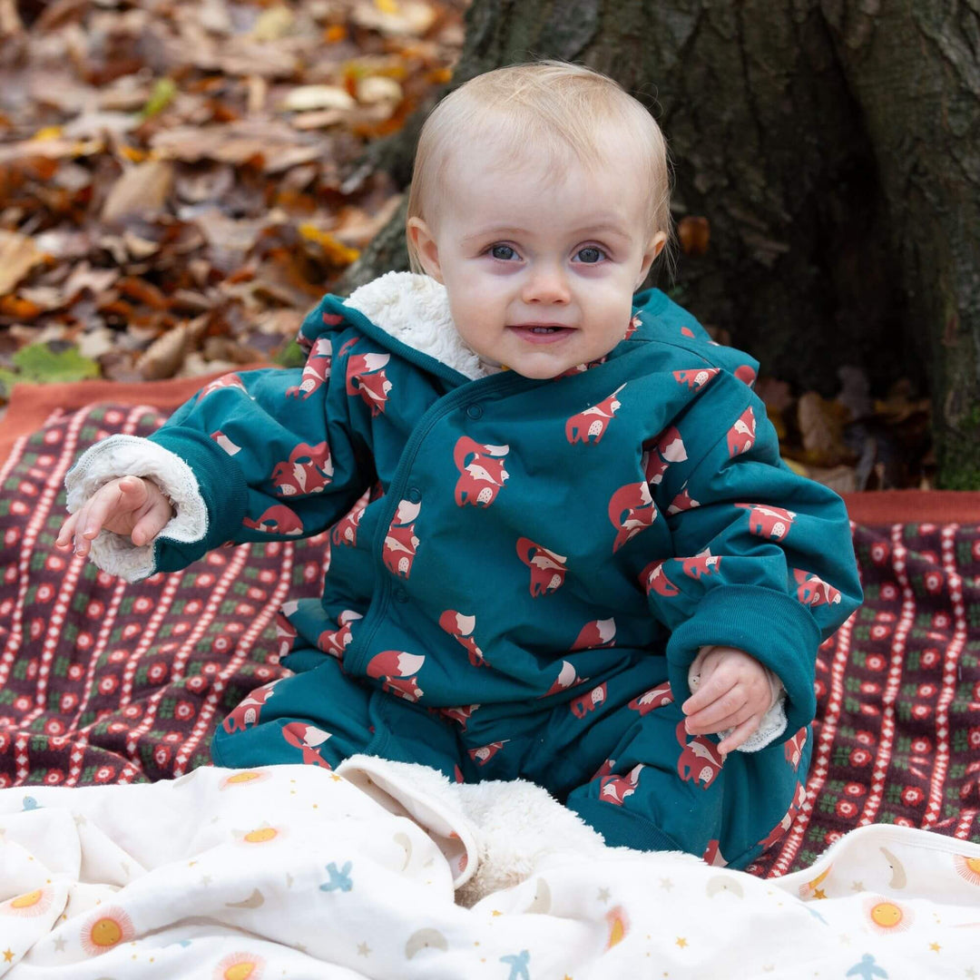 Red Foxes Sherpa Lined Snowsuit