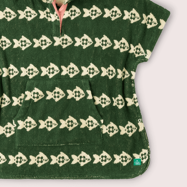 Swimming Fish Kids Towel Poncho Green / 7-8y