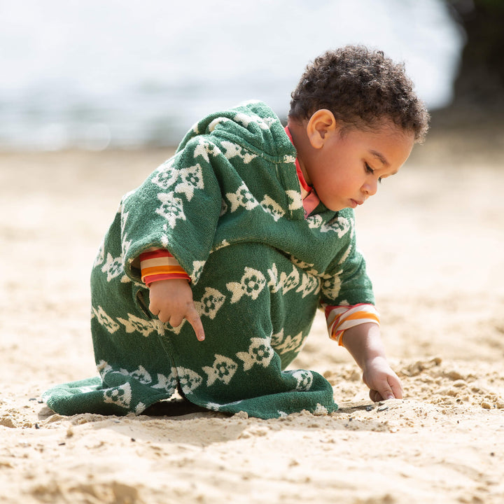 Swimming Fish Kids Towel Poncho Green / 7-8y
