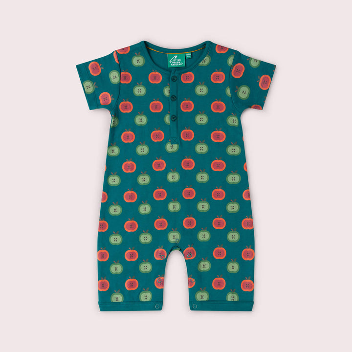 Apple Picking Organic Romper Blue / 18-24m