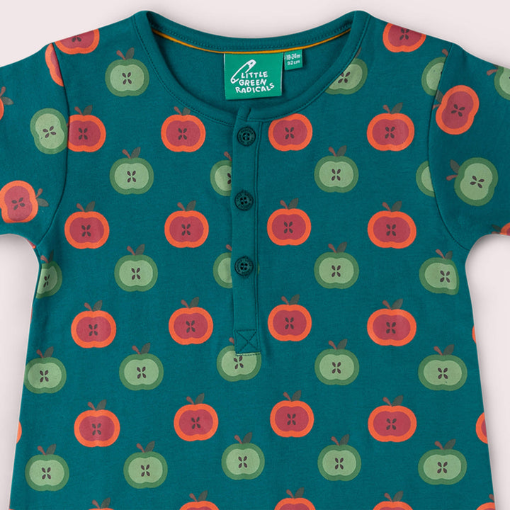 Apple Picking Organic Romper Blue / 18-24m