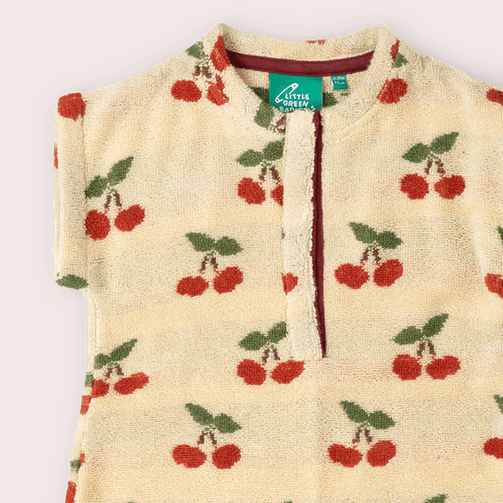 Little Cherries Towelling Romper Cream / 12-24m