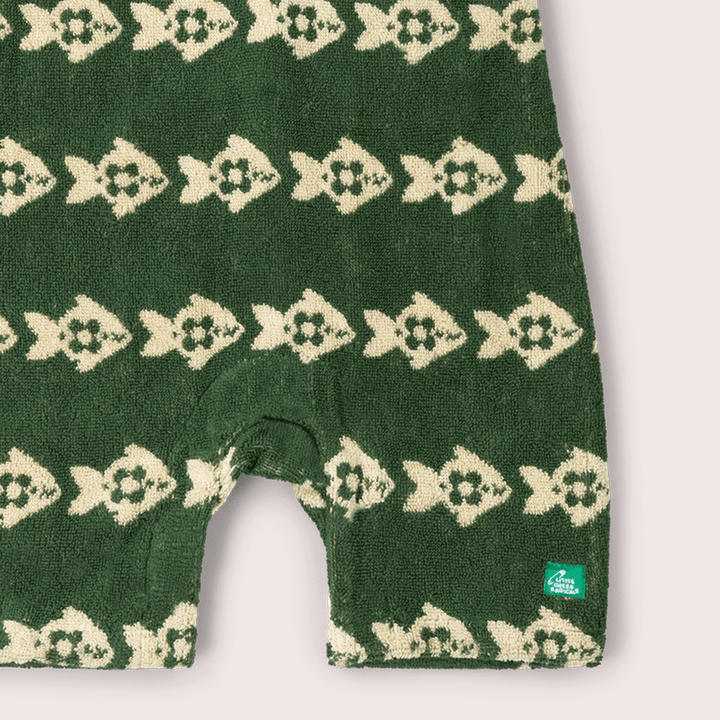 Swimming Fish Towelling Romper Green / 12-24m