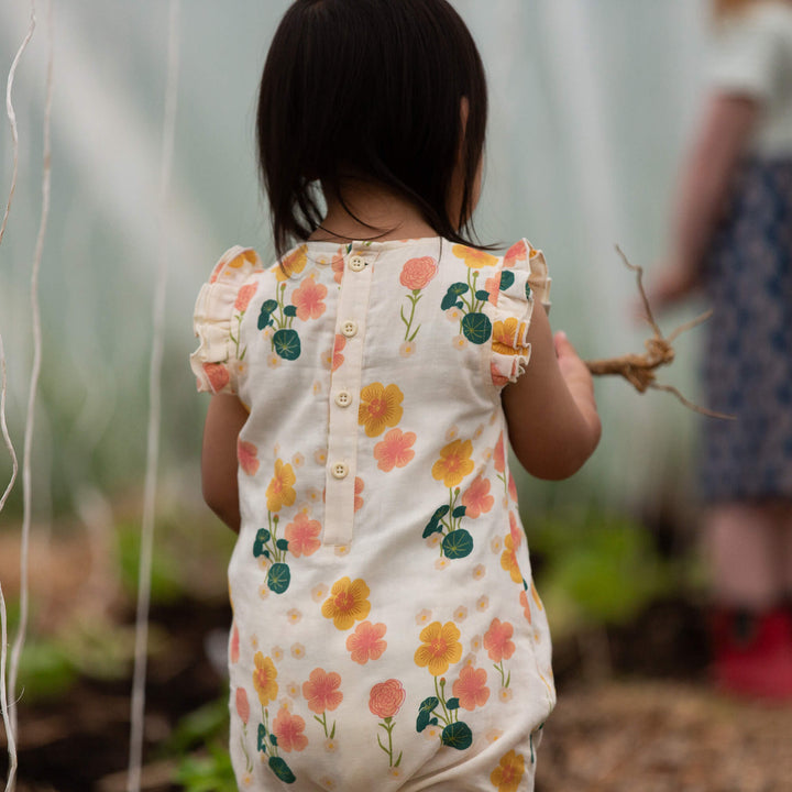Flora Frill Summer Romper Cream / 18-24m