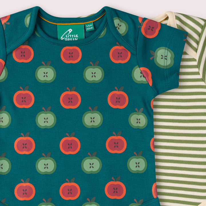 Apple Picking Organic Baby Bodysuit 2 Pack Blue / 18-24m
