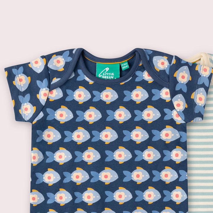 Little Fish Organic Baby Bodysuit 2 Pack Blue / 18-24m