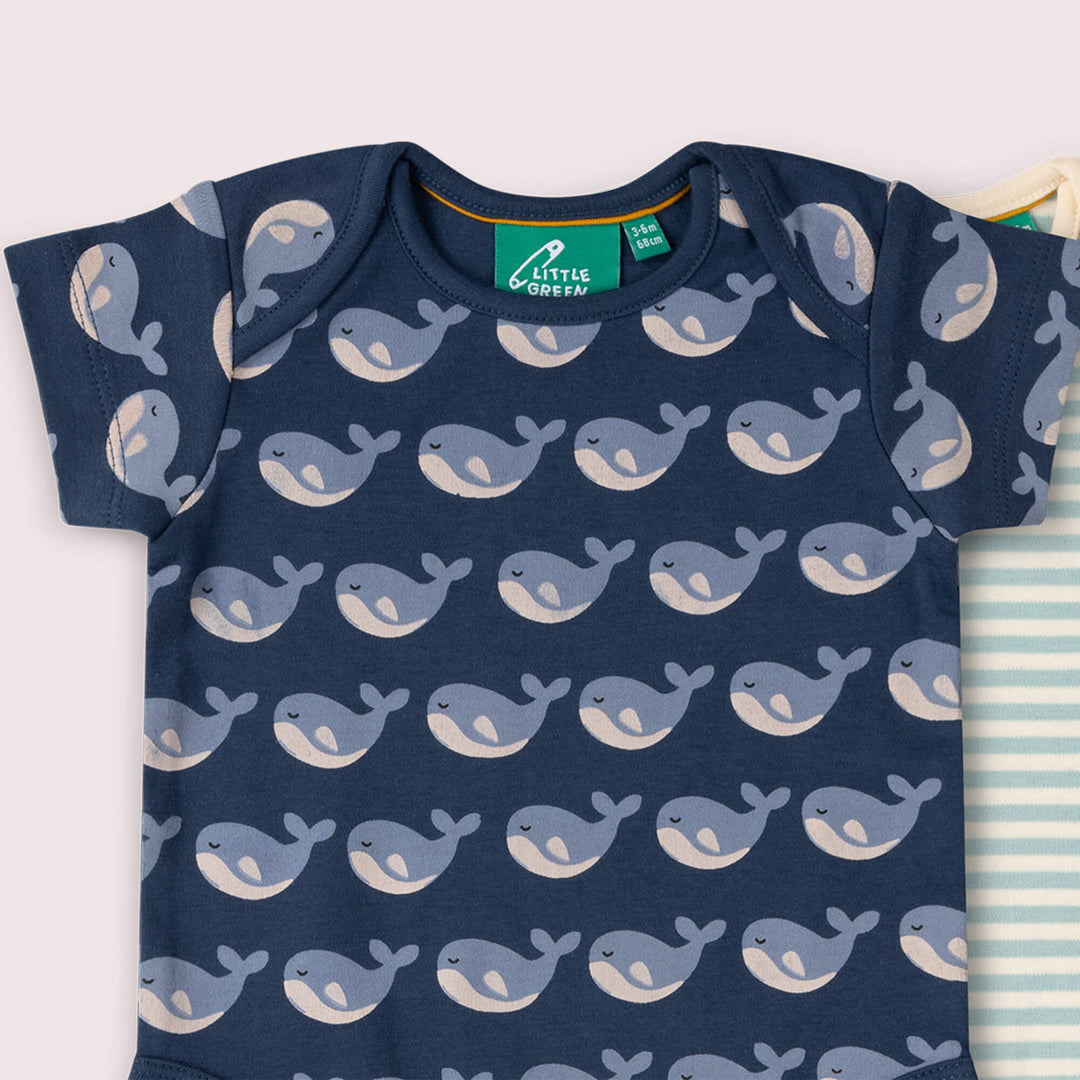 Singing Whales Organic Baby Bodysuit 2 Pack Blue / 18-24m
