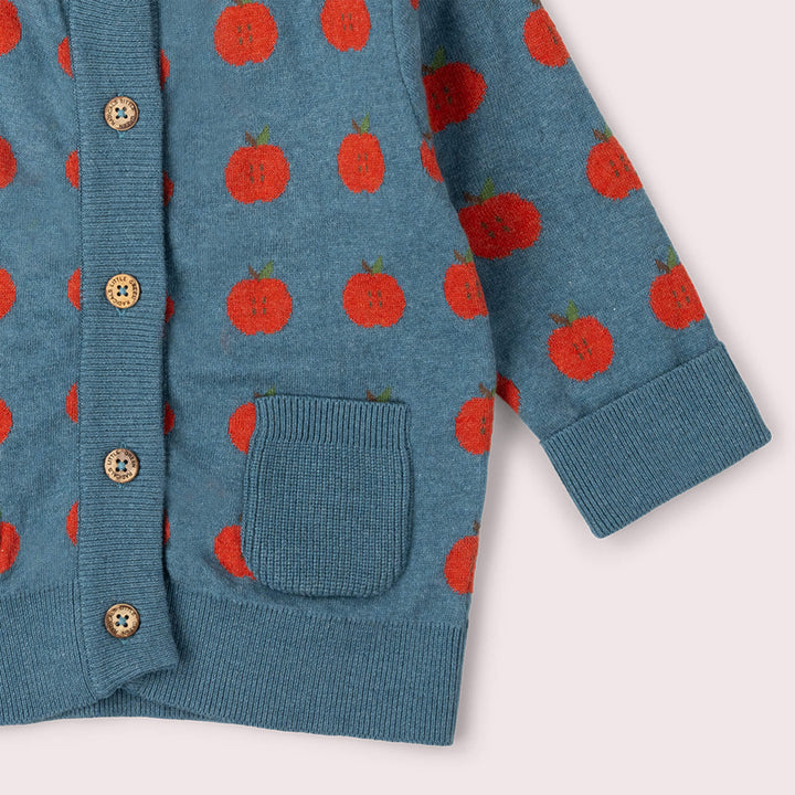 Apple A Day Knitted Cardigan Blue / 12-24m