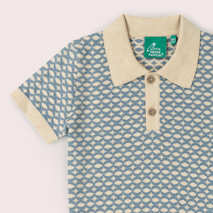 Hazy Blue Short Sleeve Knitted Top Blue / 12-24m