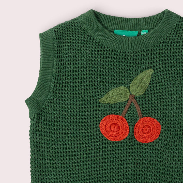 Little Cherry Knitted Pullover Green / 12-24m