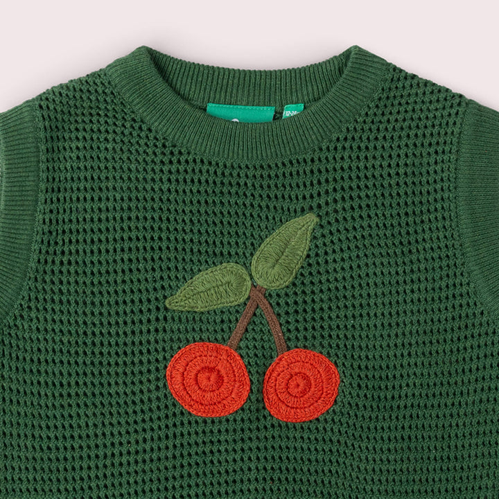 Little Cherry Knitted Pullover Green / 12-24m