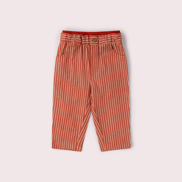 Burnt Ochre Stripe Rib Waistband Pocket Trousers Red / 18-24m