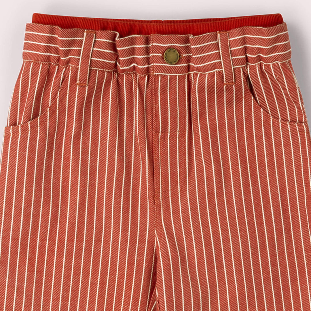 Burnt Ochre Stripe Rib Waistband Pocket Trousers Red / 18-24m