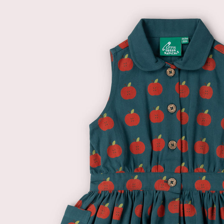 Apple Pinafore Button Dress Blue / 18-24m