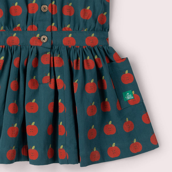 Apple Pinafore Button Dress Blue / 18-24m