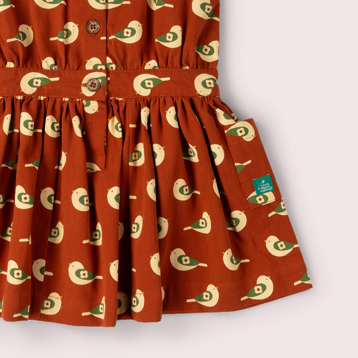 Spring Birds Pinafore Button Dress Red / 18-24m