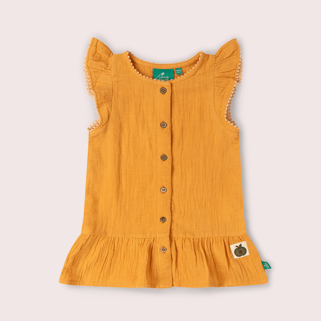 Golden Ochre Dropped Waist Dress Gold / 18-24m
