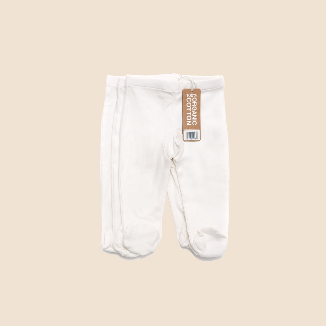 Natural Footed Baby Trousers - Pack of 3