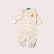 Cream Moon Applique Zip Babygrow