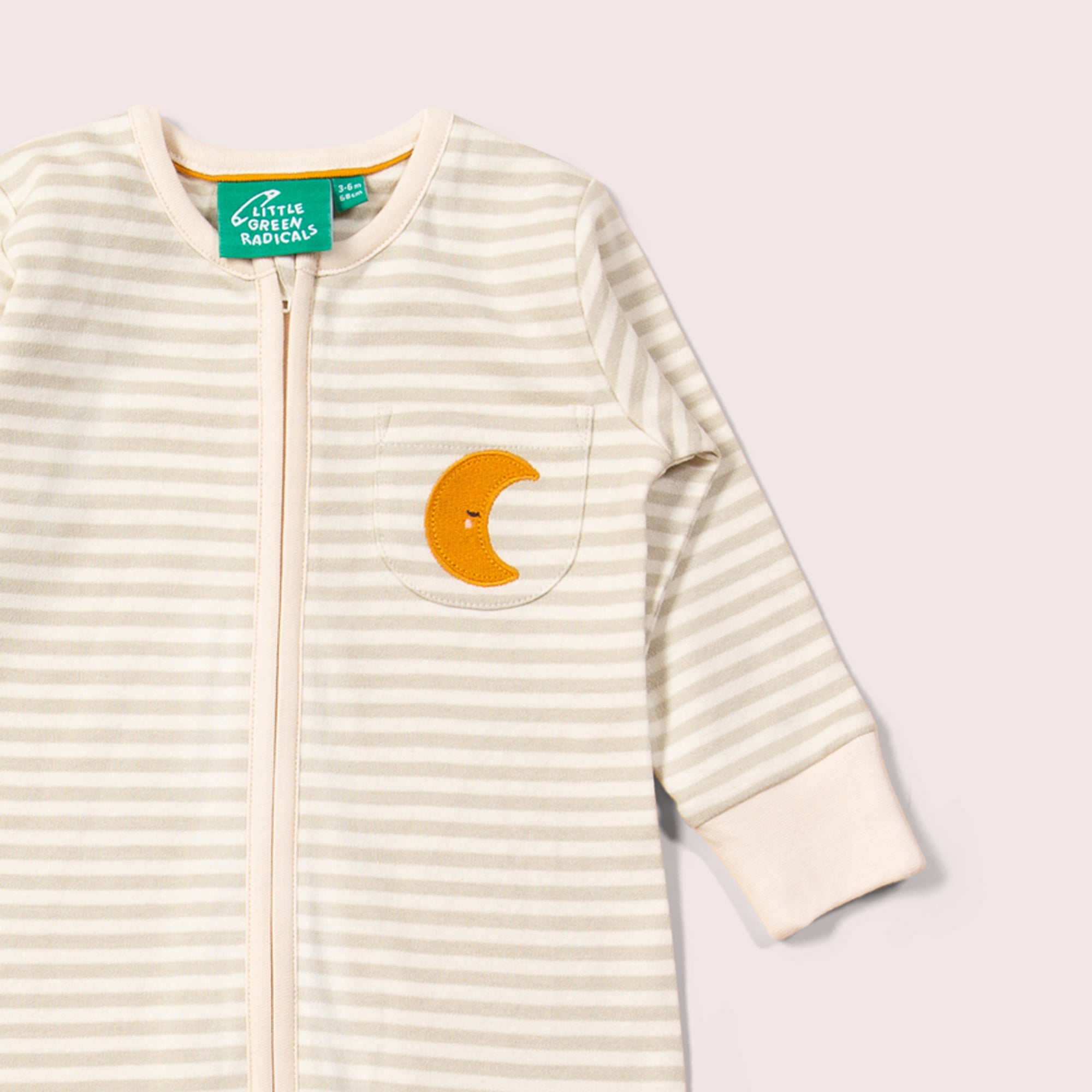 Cream Moon Applique Zip Babygrow