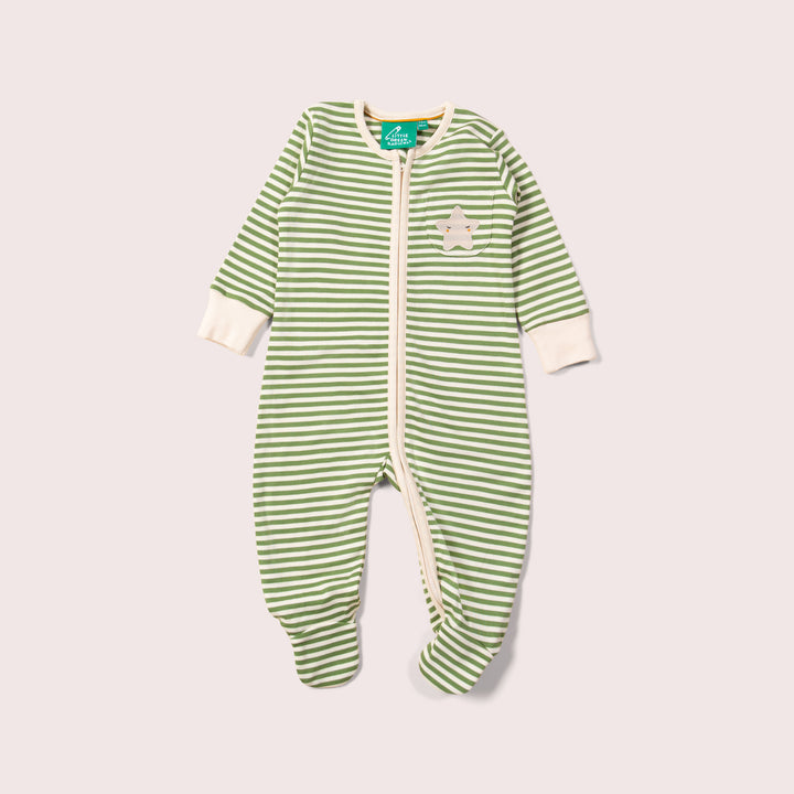 Green Star Applique Zip Babygrow