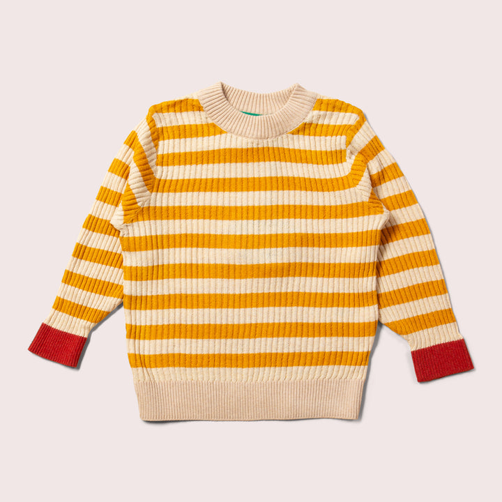 From One To Another Gold Striped Knitted Jumper