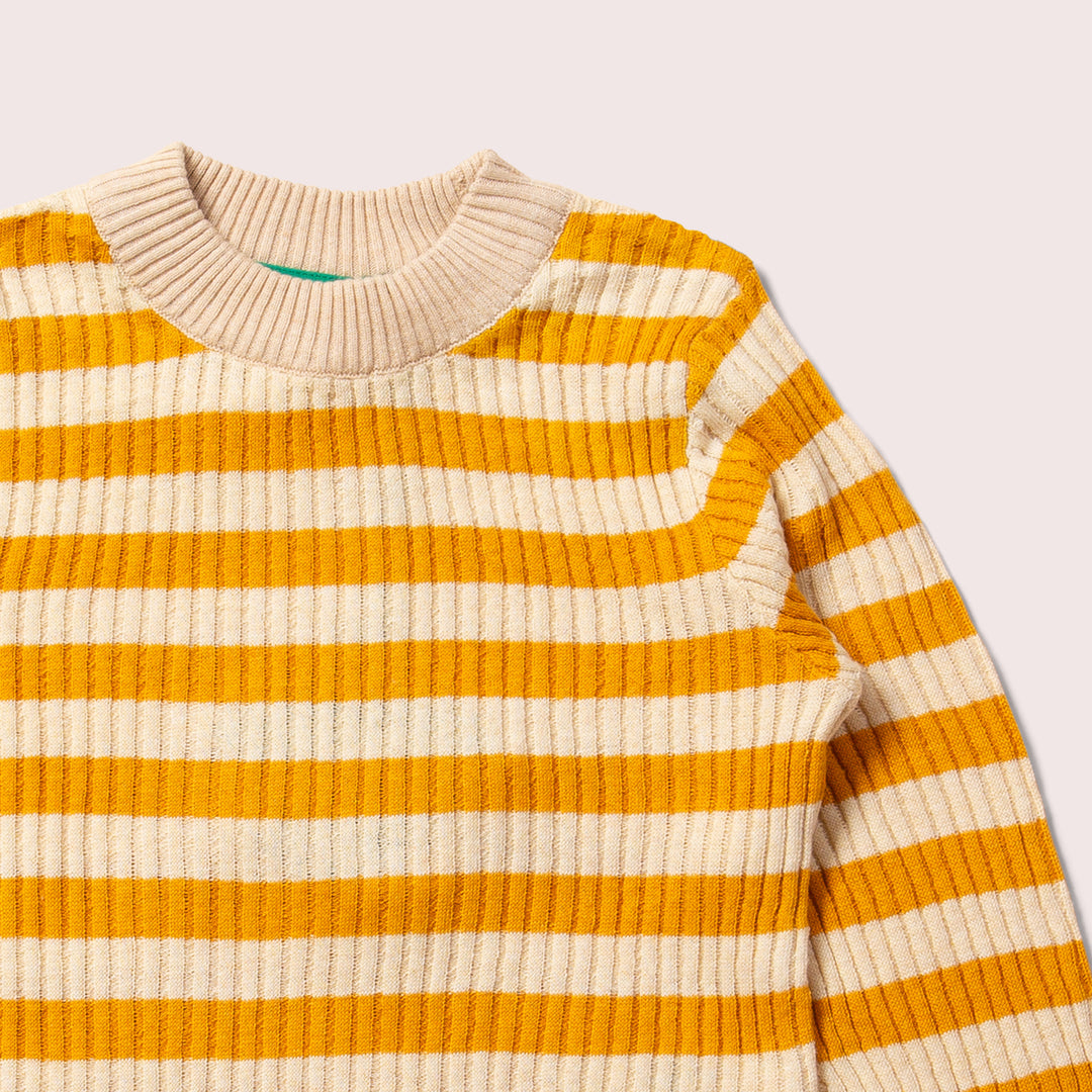 From One To Another Gold Striped Knitted Jumper