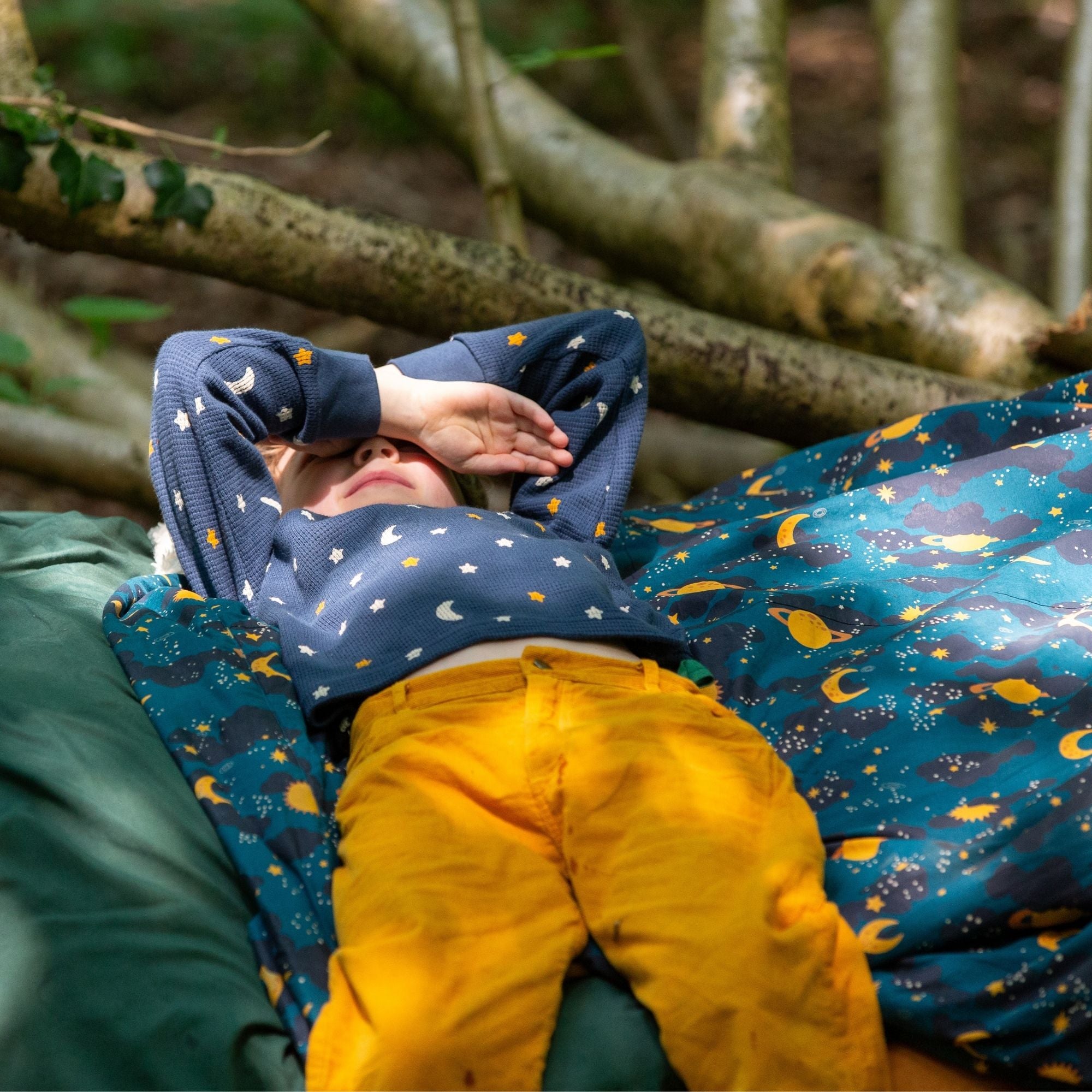 Navy Waffle Stars Organic T-Shirt & Jogger Playset
