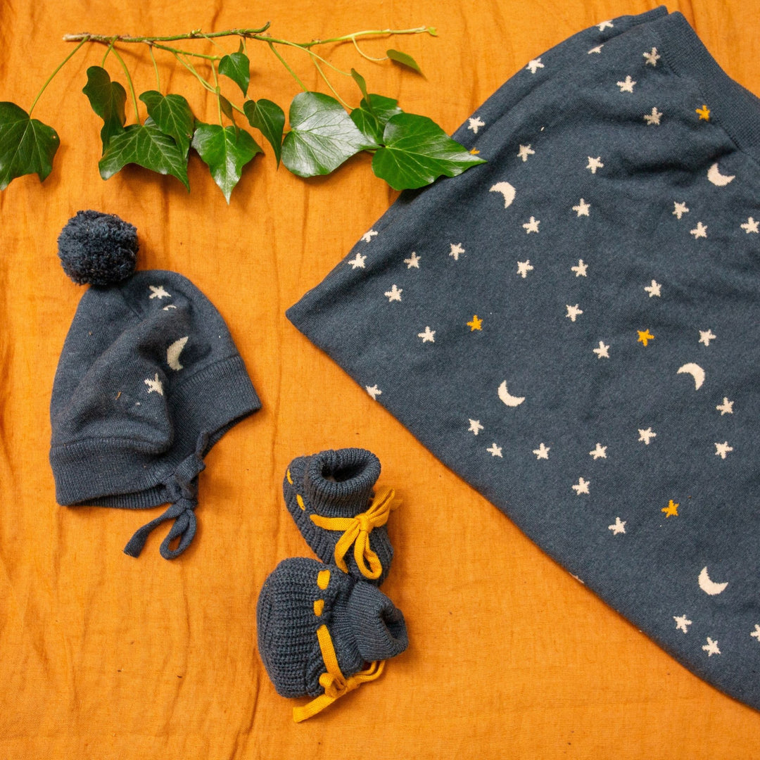 Midnight Blue Knitted Baby Booties