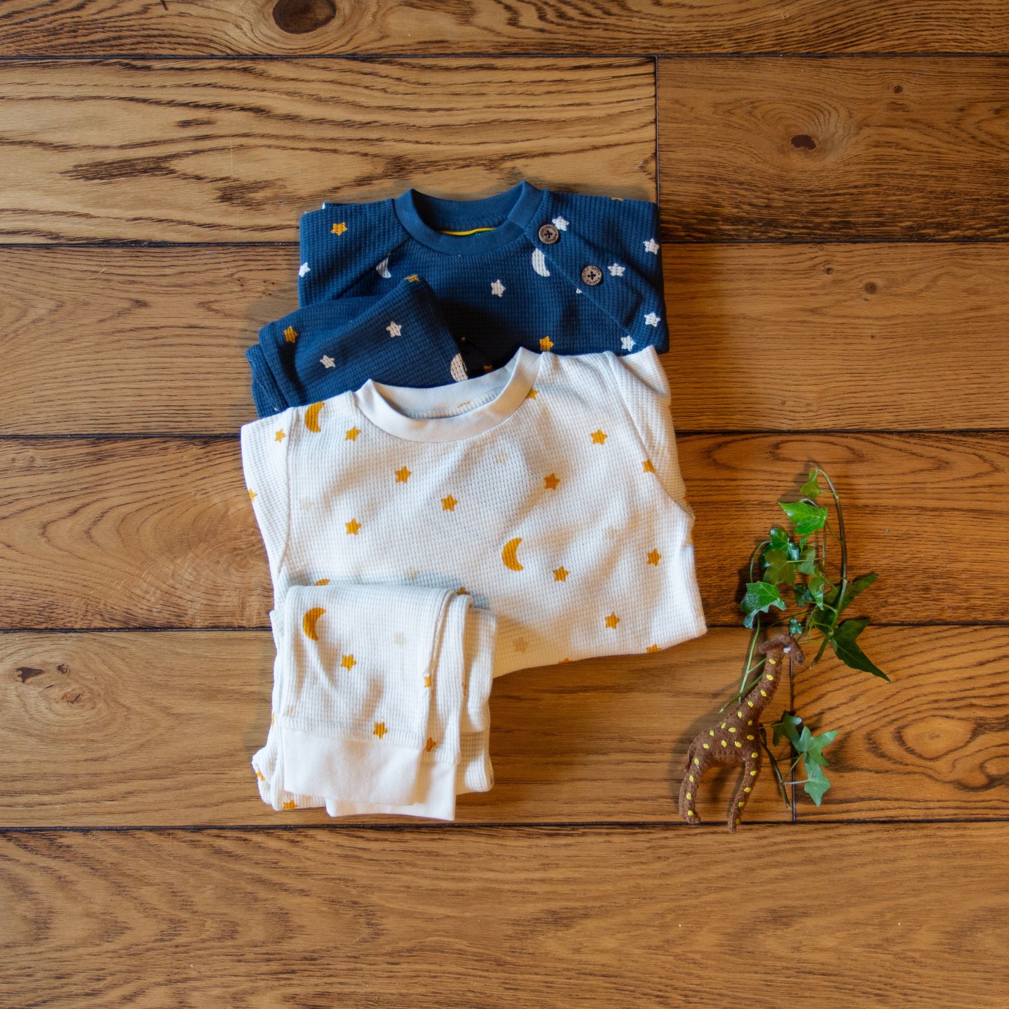 Navy Waffle Stars Organic Pyjamas NOT AVAILABLE for USA/AUS/CAN