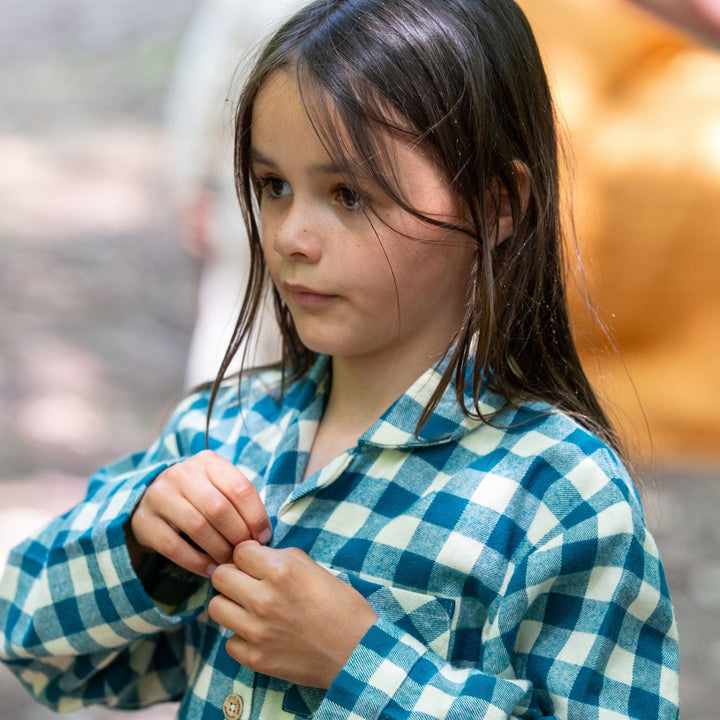 Blue Check Classic Button Up Pyjamas