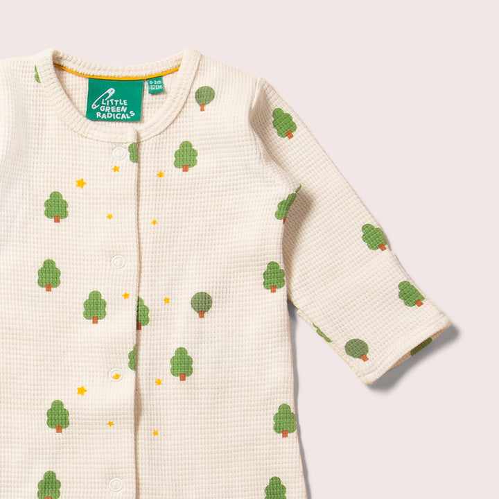 Cream Winter Trees Organic Waffle Babygrow