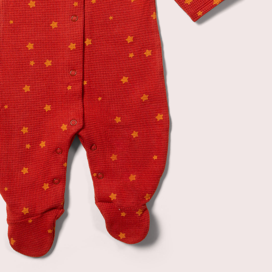 Hazelnut Stars Organic Waffle Babygrow