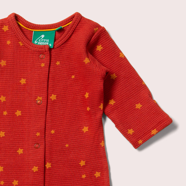 Hazelnut Stars Organic Waffle Babygrow