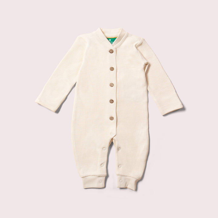 Cream Organic Waffle Playsuit