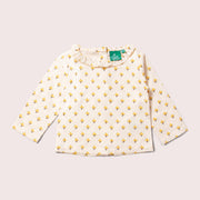Golden Flowers Frill Collar Classic Blouse