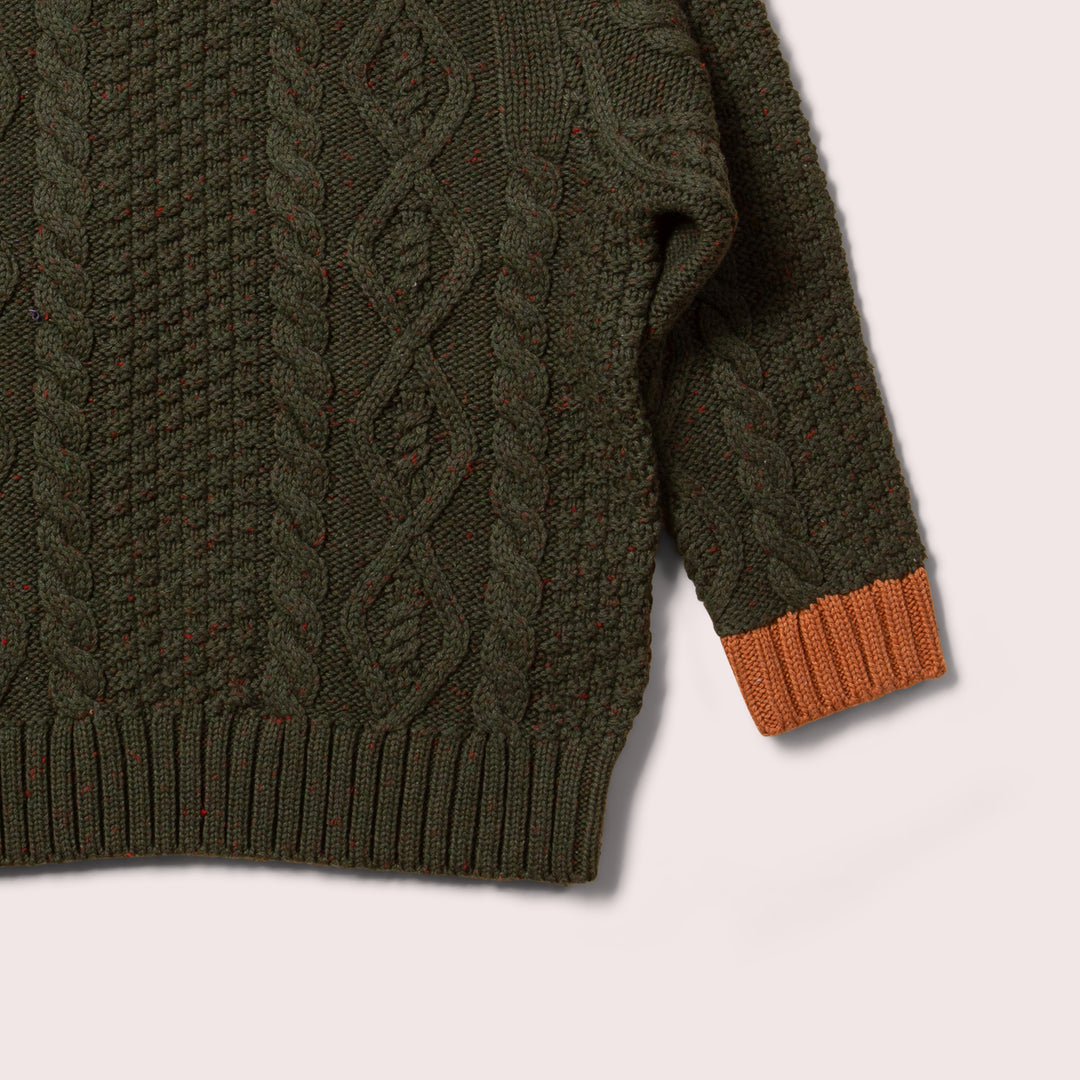 From One To Another Fern Aran Snuggly Knitted Jumper