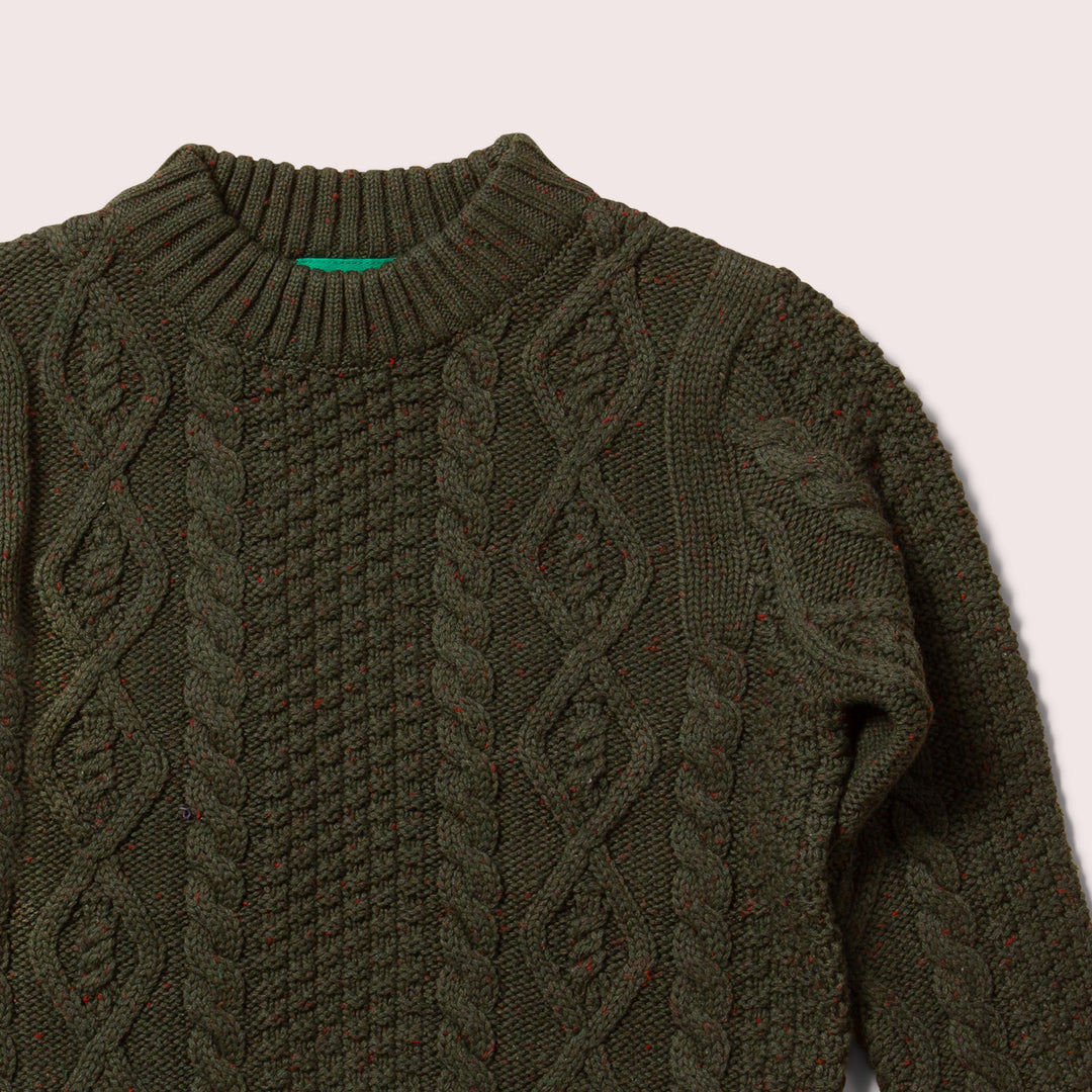 From One To Another Fern Aran Snuggly Knitted Jumper