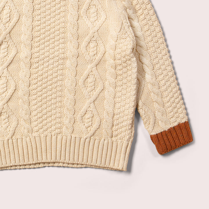 From One To Another Oatmeal Aran Snuggly Knitted Jumper