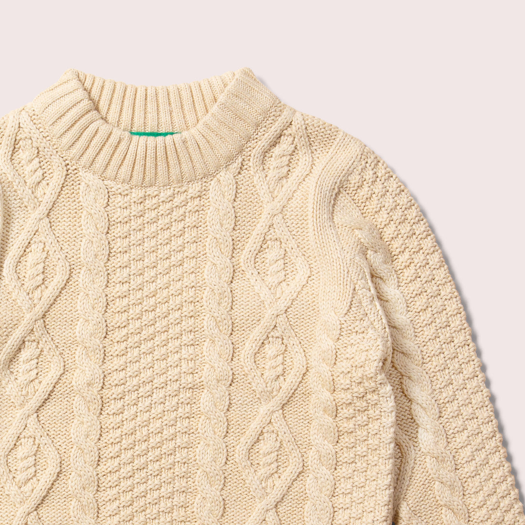 From One To Another Oatmeal Aran Snuggly Knitted Jumper