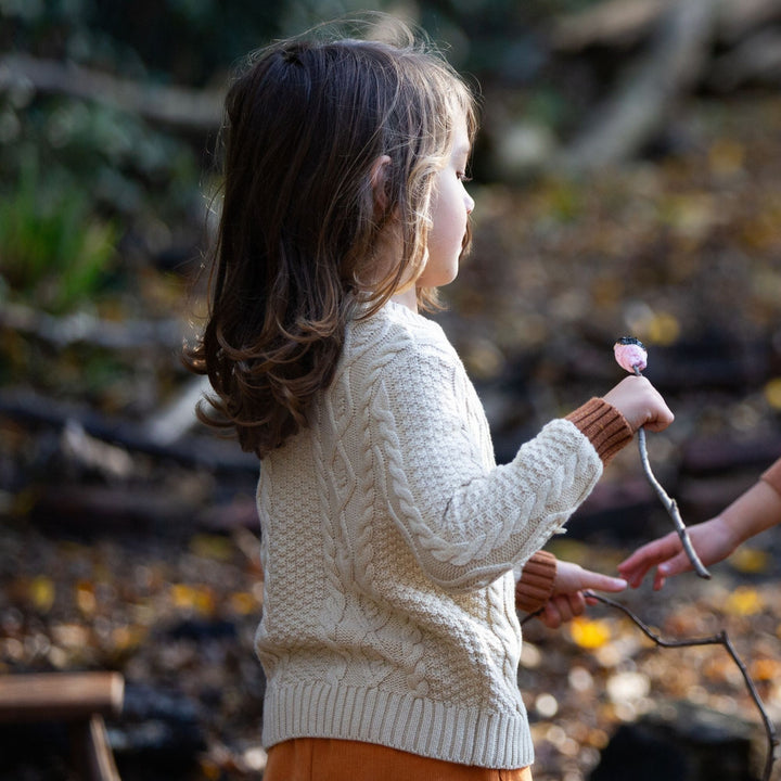 From One To Another Oatmeal Aran Snuggly Knitted Jumper