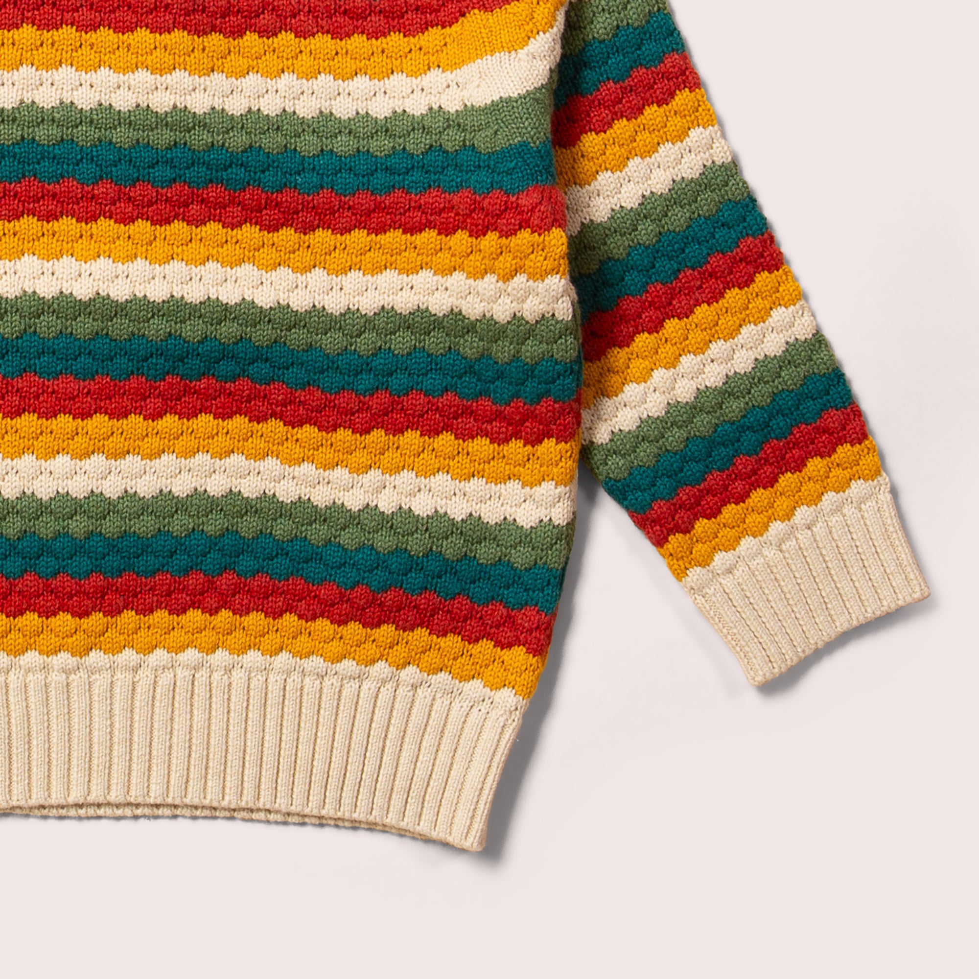 From One To Another Honeycomb Rainbow Striped Snuggly Knitted Jumper